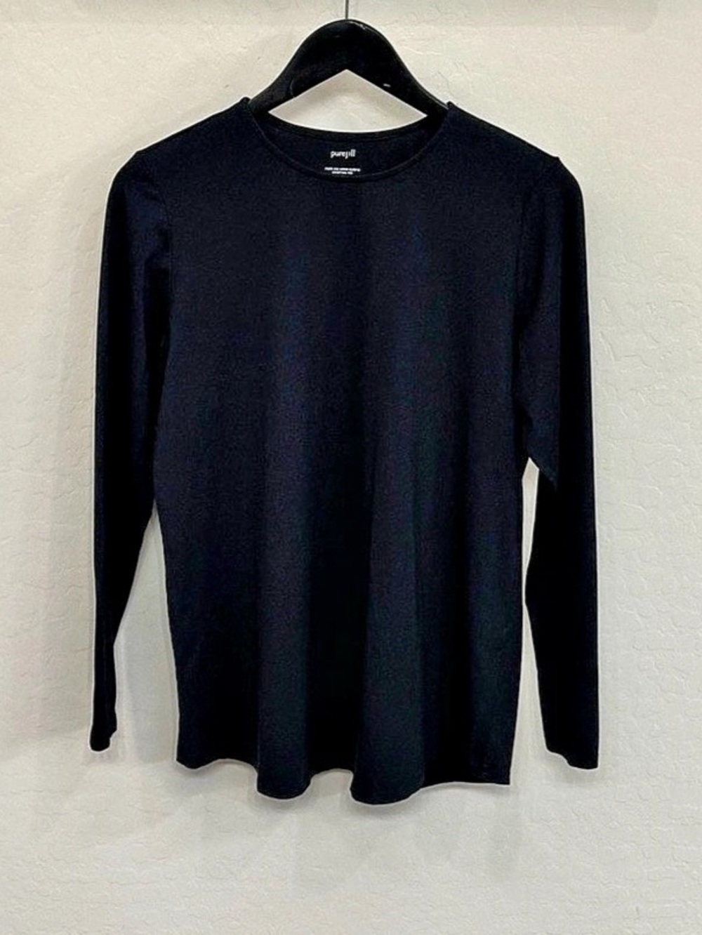 Pure Jill Long-Sleeve Shirttail Tee Black Long Sleeve Size Small Like New